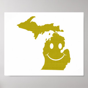 Poster Face de forme d'état du Michigan