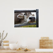 Poster Face de vache tyrolienne à travers clôture (Cuisine)