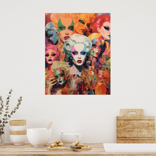 Poster Face des femmes Abstraites (Cuisine)