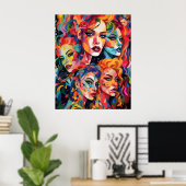 Poster Face des femmes transgenres Abstraites (Bureau à domicile)