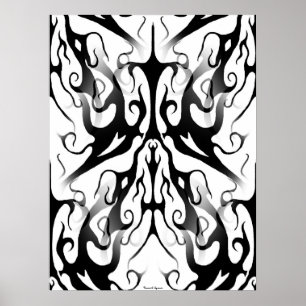 Poster Face élégante dans le feu et flammes conception tr