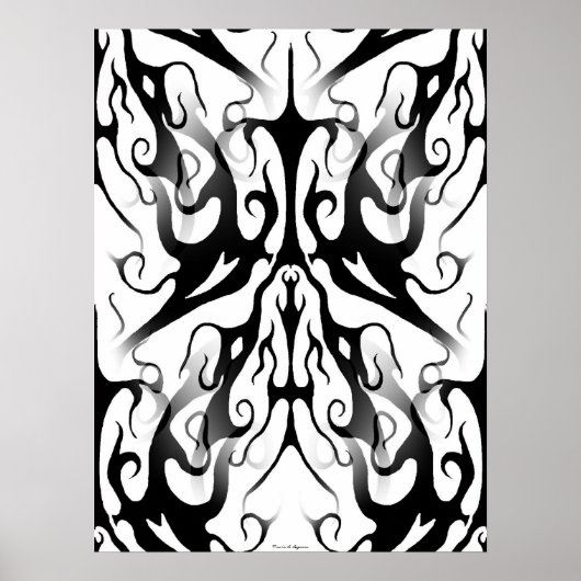 Poster Face élégante dans le feu et flammes conception tr (Devant)