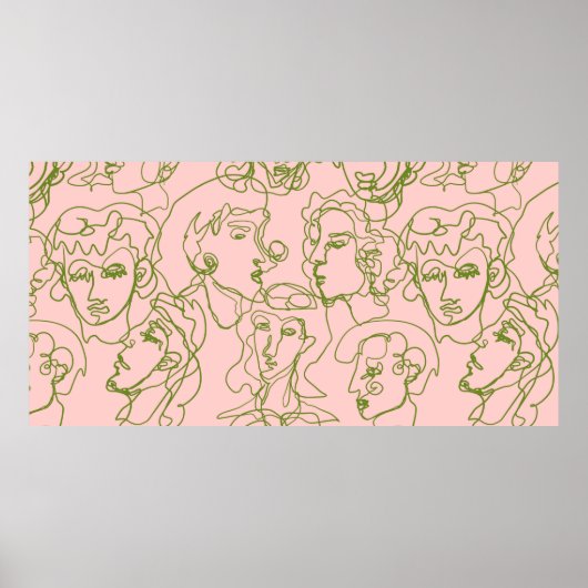 Poster Face féminine abstraite contemporaine. e minimalis (Devant)