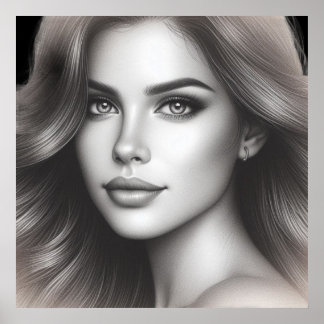 Poster Face of a Cute Young Woman on a 24x24 Bedroom Wall