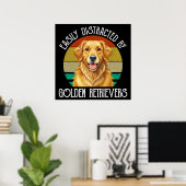 Poster Facilement Distrait Par Les Golden Retrievers (Bureau à domicile)