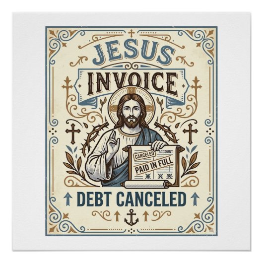 Poster Facture Jésus Dette Annulée Facture Jésus Dette Pe (Devant)