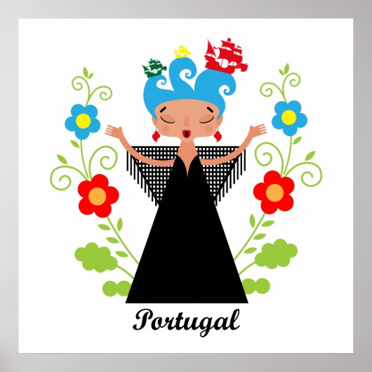 Poster Fado chanteuse avec caravelle portugaise (Devant)