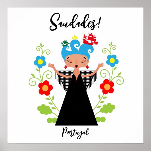 Poster Fado chanteuse avec caravelle portugaise (Devant)