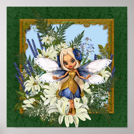 Poster Fae bleu marguerite (Devant)