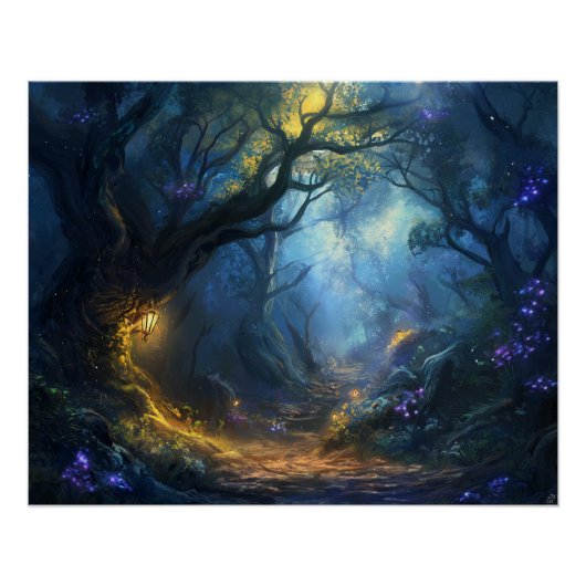 Poster Fae Imaginaire Forest Night Scene (Devant)