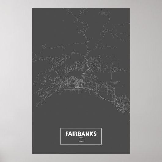 Poster Fairbanks, Alaska (blanc sur noir) (Devant)