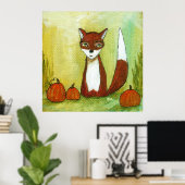 Poster Faire des choix Whimsical Woodland Fox Art Peintur (Bureau à domicile)