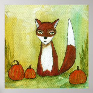 Poster Faire des choix Whimsical Woodland Fox Art Peintur