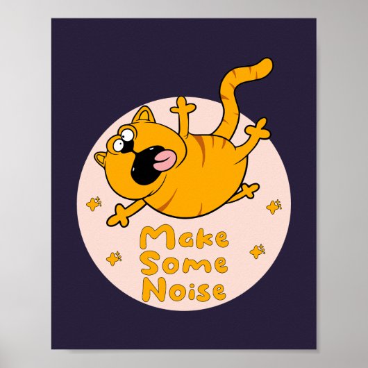 Poster Faire du bruit Kawaii Funny orange cat saut (Devant)