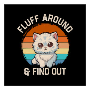 Poster Faire du Fluff et Découvrir Drôle Chat Rétro
