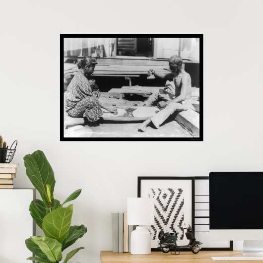 Poster Faire du Poi à Hawaï 1908 (Bureau à domicile)