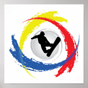 Poster Faire du surf des neiges l'emblème tricolore