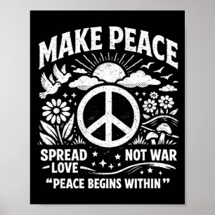 Poster Faire la paix répandre l'amour pas la guerre rétro