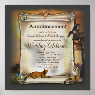 Poster Faire-part de coucher de soleil Safari Africain