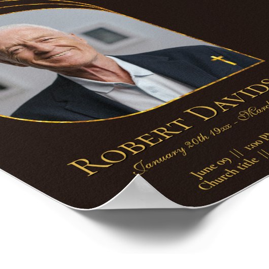 Poster Faire-part de décès numérique fond brun foncé (Coin)