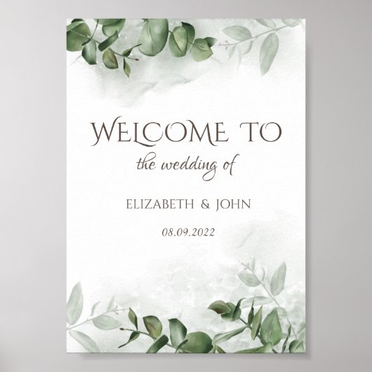 Poster Faire part de eucalyptus à l'aquarelle  (Devant)
