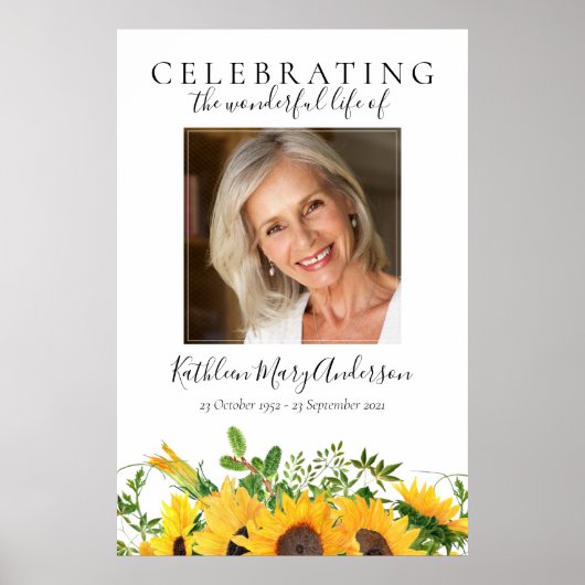 Poster Faire-part de funérailles au tournesol (Devant)