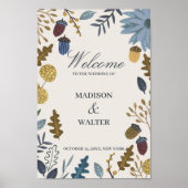 Poster Faire-part de mariage automnal aux feuilles rustiq (Devant)