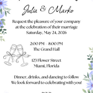 Poster Faire-part de mariage floral romantique modèle