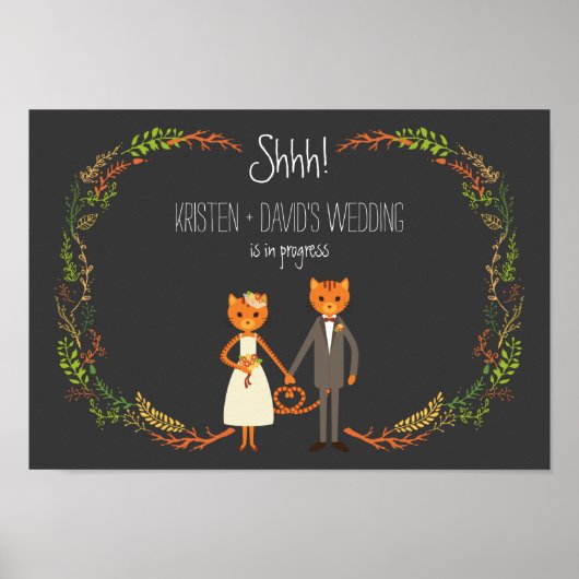 Poster Faire-part de mariage rustique de chats de la forê (Devant)