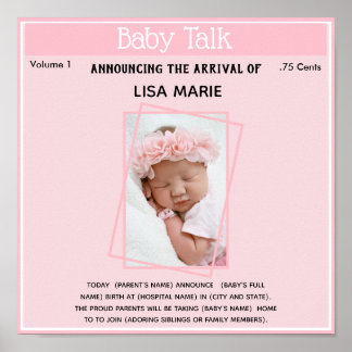Poster faire-part de naissance Baby Girl