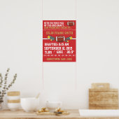 Poster Faire-part de naissance de football - Rouge & Or (Cuisine)