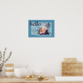 Poster Faire-part de naissance photo bleu moderne (Cuisine)