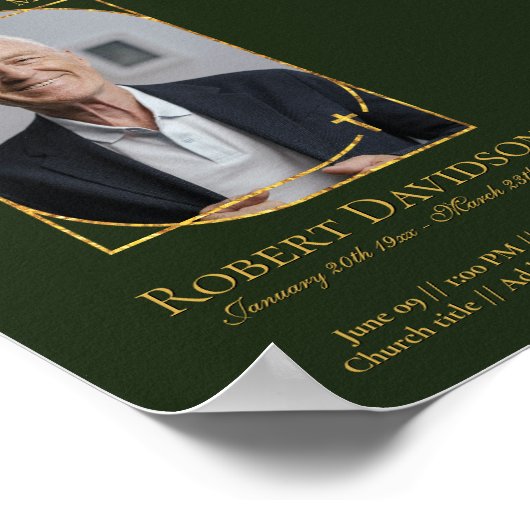 Poster Faire-part funéraire Facebook Deep Green (Coin)