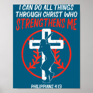 Poster Faire Peut Toutes Choses Baseball Religieux