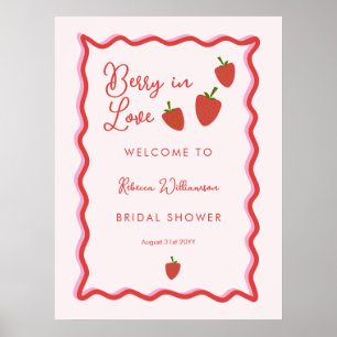 Poster Fairepart de Remise de Cadeaux de Mariée Strawberr