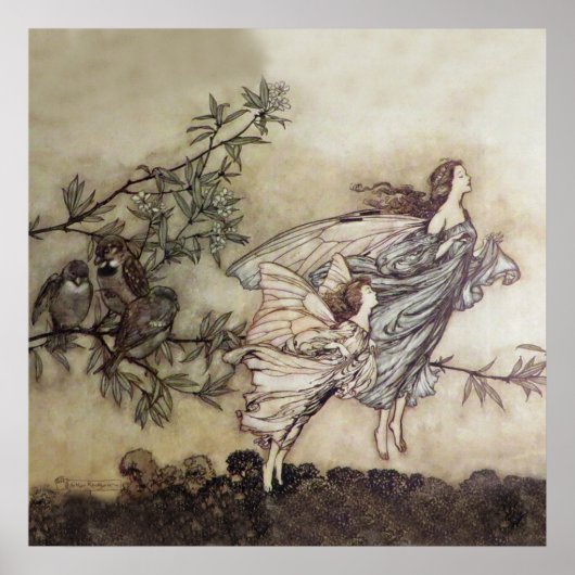 Poster "Fairies Tiff with the Birds" par Arthur Rackham (Devant)