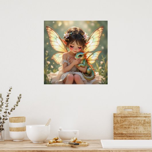 Poster Fairy and Dragon | Chibi Anime Fairy Tale (Cuisine)