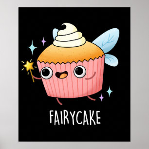 Poster Fairy Cake Funny Cupcake Pun Dark BG