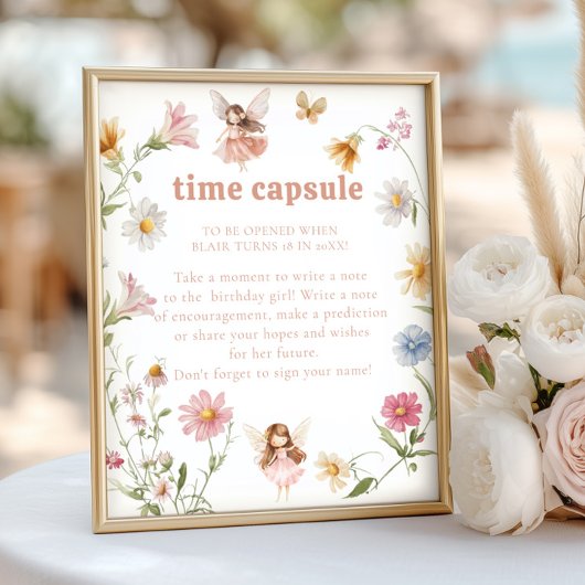 Poster Fairy Colorée Fleur Anniversaire Temps Capsule