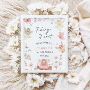 Poster Fairy First Girl Whimsical Birthday Party Bienvenu