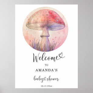 Poster Fairy fly agaric - baby shower bienvenue