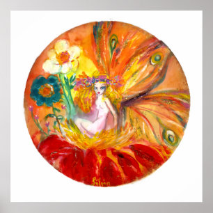 Poster FAIRY OF THE FLOWERS, Imaginaire blanc jaune rouge