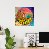 Poster FAIRY OF THE SUNFLOWERS jaune orange rose étincela (Bureau à domicile)