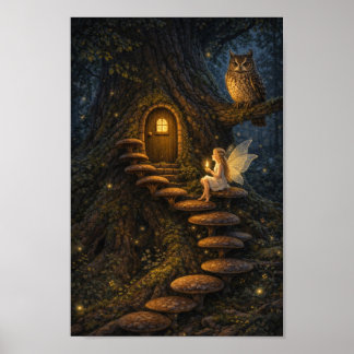 Poster Fairy on Mushroom Staircase-Enchanted Tree House 