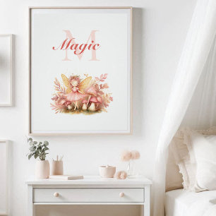 Poster Fairy Princess Magic rose Monogramme Inspiration