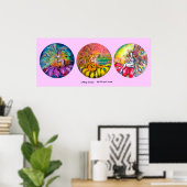 Poster FAIRY TAILLES jaune rose bleu vert (Bureau à domicile)