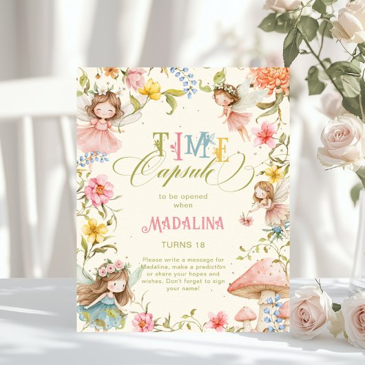 Poster Fairy Time Capsule Bright Wildflower Birthday