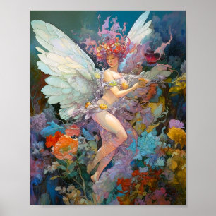 Poster Fairy Woman in Flowers Imaginaire Art