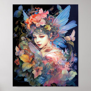 Poster Fairy Woman in Flowers Imaginaire Art