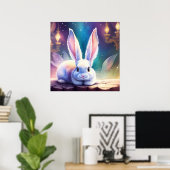 Poster Fairytale Blanc Aquarelle Bunny (Bureau à domicile)